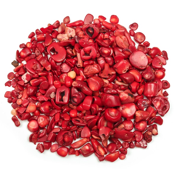 Red Coral Chips - Natural Red Coral Chips - Gemstone Chips -  Undrilled Chips – Tumbled Stones -  Rock Chips - 7-15mm - CP1092