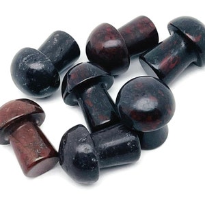 Chicken BloodStone (Chinese) Mushroom Gemstone – Crystal Carving – Crystal Mushroom – Natural Stone Mushroom Carving – 2cm – MU1034
