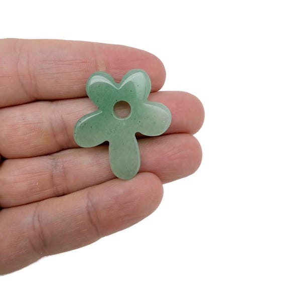 Aventurine Flower Gemstone Pendant - Carved Crystal Flower Charm - NC1907