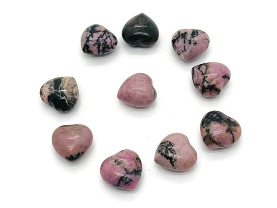 Rhodonite Heart Gemstone - Puffy Heart –  Healing Crystals - Nurturing Stone – Crystal Hearts – 15x15x9mm - HE1044