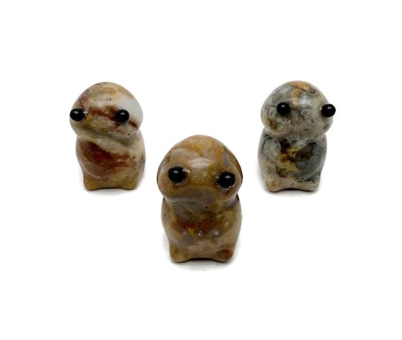 Crazy Lace Agate Frog Monster Crystal Carving – Handcrafted Gemstone Creature Statue - GO1002