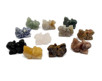 Crystal Squirrel Figure - Gemstone Decor - Handmade Carved Animal - Energy Stone - Love Symbol - ANMIX18