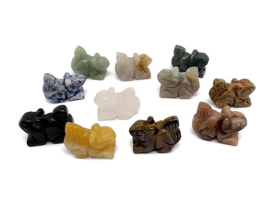 Crystal Squirrel Figure - Gemstone Decor - Handmade Carved Animal - Energy Stone - Love Symbol - ANMIX18