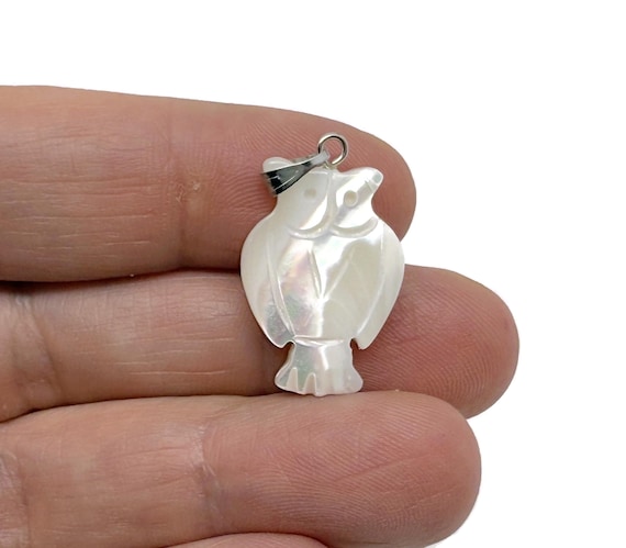 Natural Pearl Owl Pendant - Crystals Pendant Healing - Sea Shell Pendant - Handmade Jewelry - NC1836