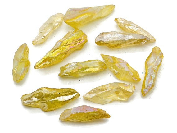 Yellow Aura Quartz Point – Rough Yellow Aura Quartz – Raw Crystal – Chunk Stones - RA1245