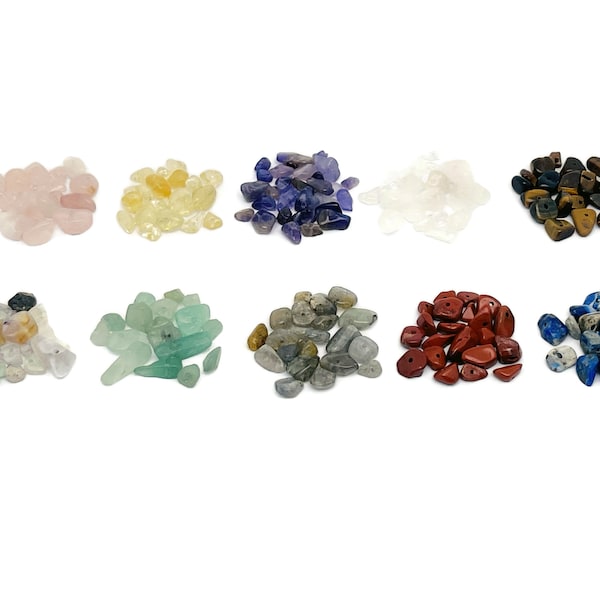 Drilled Crystal Chips - Natural Gemstone Chips Beads - Jewelry Making Crystal Chips - Loose Rock Drilled DIY Chakra Stone - 4-7mm - DRMIX