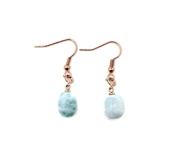 Natural Larimar Earrings – Calming Caribbean Gemstone Jewelry - Genuine Larimar Earrings - Calming Energy Crystal Jewelry - NC1916