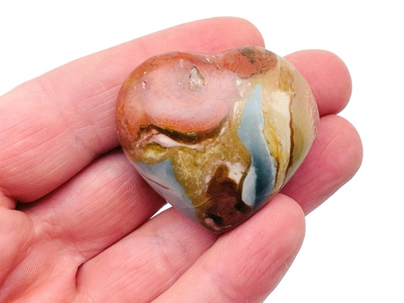 Ocean Jasper Heart – Heart Crystal - Ocean Crystals – Carving Heart - Heart Stone - HE1272