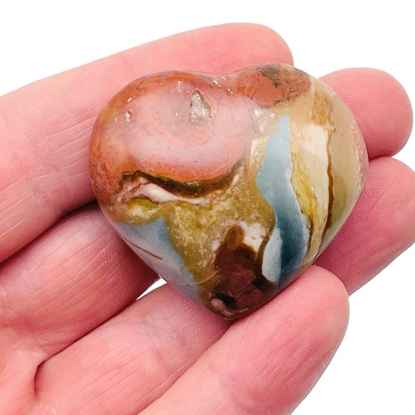 Ocean Jasper Heart – Heart Crystal - Ocean Crystals – Carving Heart - Heart Stone - HE1272