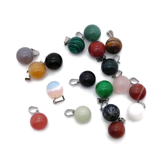 Crystal Ball Pendant - Ball Charm Whith Brass - Crystal Round Ball Pendant - Jewelry Making - Healing Crystal - NCMIX