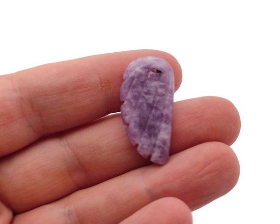 Lepidolite Crystal Angel Wing Hole Pendant - Carved Angel Wing - Crystal Jewelry - Angel Wing Charms - NC1357