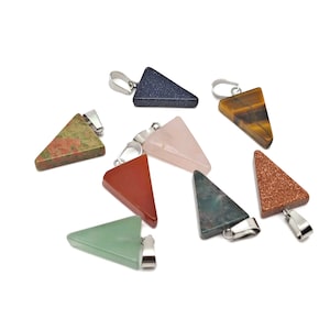 Natural Stone Triangle Shape Pendants - Gemstone Triangle Necklace - Pendant Jewelry Making - Bulk Wholesale - TRIMIX
