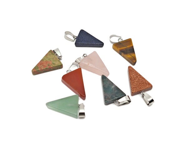 Natural Stone Triangle Shape Pendants - Gemstone Triangle Necklace - Pendant Jewelry Making - Bulk Wholesale - TRIMIX