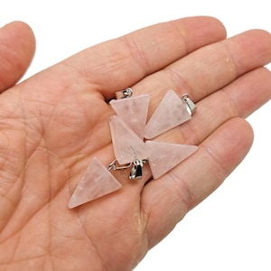 Rose Quartz Triangle Shape Pendants - Gemstone Triangle Necklace - Pendant Jewelry Making - Bulk Wholesale - NC1738