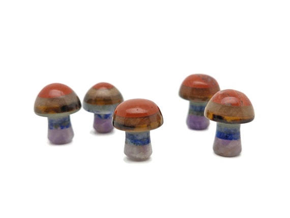 Seven Chakra Mushroom Shape Stone – 7 Chakra Mushroom Crystal – Crystals – Chakra Healing Crystal - Gifts - CA1055