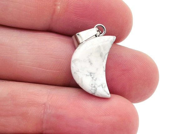 Howlite Moon Pendant - Howlite Moon Earring Crystal - Crystals Healing - Jewelry Making Supplies - NC1156