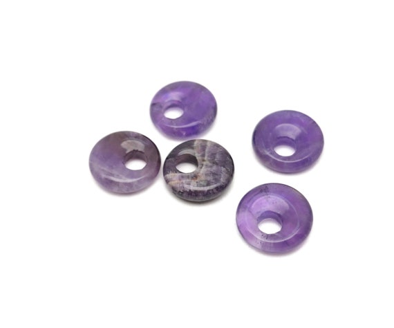 Amethyst Gemstone Pi Stone - Crystal Donut Pi Stone - Pi Stone -Crystal Earrings - Lucky Safety Pendant Jewelry - 18mm - DO1020