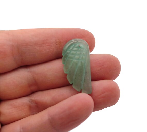 Aventurine Crystal Angel Wing Hole Pendant - Carved Angel Wing - Crystal Jewelry - Angel Wing Charms - NC1355