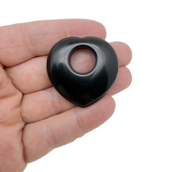 Obsidian Love Crystal Heart Donut Necklace Pendant - Assorted Gemstone Pendant Pieces - HZ1005