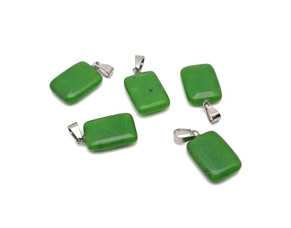 Green Agate Crystal Rectangle Shape Pendants - Wholesale Gemstones - Stone Healing Crystal Rectangle Necklace - Natural Stones - NC1735