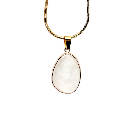Clear Quartz Gold Gemstone Pendant - Dainty Crystal Pendant - Birthstone Charm - Jewelry DIY Charms - Gift Charm - NC1869