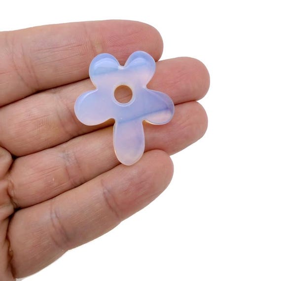 Opalite Flower Gemstone Pendant - Carved Crystal Flower Charm - NC1908