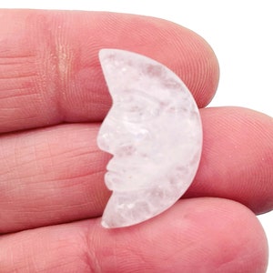 Clear Quartz Crystal Moon Face - Crystal Smile Moon - Gemstone Carved Moon - Healing Crystal - Gemstone Crescent – 25mm – MS1005