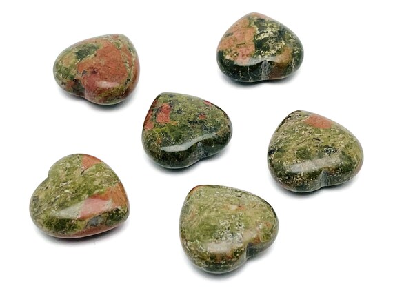 Unakite Heart Gemstone - Crystal Unakite - Natural Unakite Stone - Carved Gemstone Heart – 2.5cm - HE1144