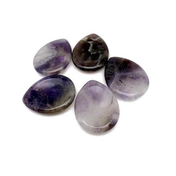 Amethyst Natural Worry Stone - Teardrop Shaped Natural Gemstone - Relaxing – 45mm - WO1091