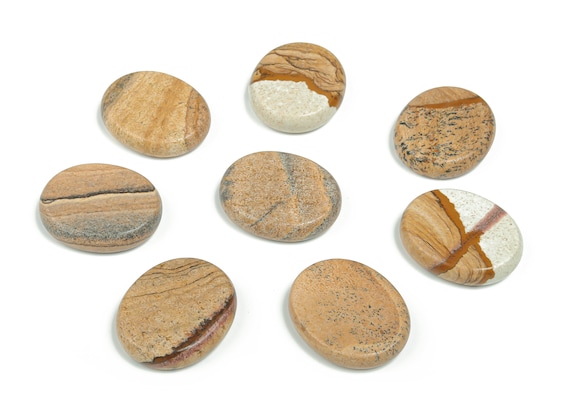 Picture Jasper Flat Disk - Slab Natural Stone – Flat Stone - Worry Stone - Healing Crystals – 30x25x7 - FL1035