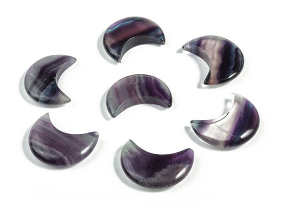 Fluorite Moon Gemstone Moon - Rainbow Fluorite Moon - Crystal Moon - Fluorite Crystal – Healing Crystal - Fluorite Stone – 3x1.6cm - MO1086