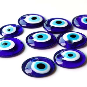 Blue Glass Evil Eye - Hole Glass Evil Eye - For Pendant - Healing Gifts - CH1003