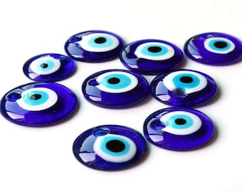 Blue Glass Evil Eye - Hole Glass Evil Eye - For Pendant - Healing Gifts - CH1003
