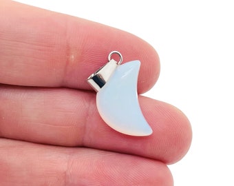 Colgante de luna de ópalo - Pendientes de luna de ópalo - Cristales curativos - Materiales para la creación de joyas - MNC1004