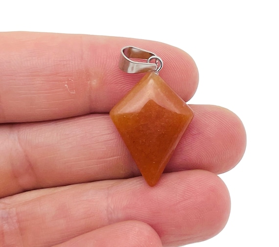 Orange Aventurine Gemstone for Pendant - Triangle Geometric Gemstone Pendant - Natural Gemstone Jewelry - For Women Lucky Pendant - NC1433