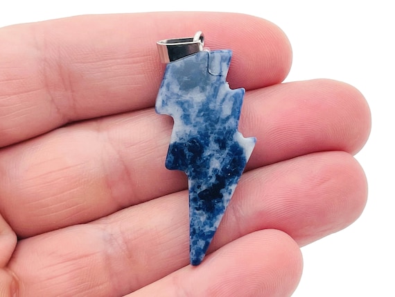Sodalite Lightning Pendant - Lightning Crystal - Lightning Stone - Crystal Carving - NC1180
