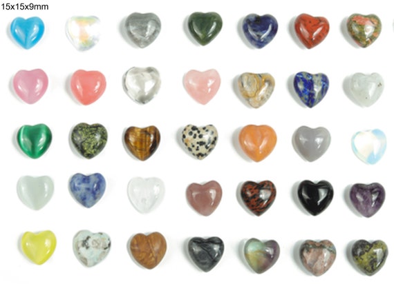 Heart Stone - Heart Puffy Gemstones – Healing Stones – Heart Crystals - Natural stones – 15x15x9mm - HEMIX1