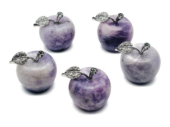 Lepidolite Apple Crystal - Crystal Carving - Home Living - Cute Gift - 30x25mm - AP1010