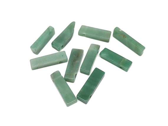 Aventurine Drilled Tumbled Stones - Rectangle Hole Tumbled Stone - Making Jewelry Cytsals - Bulk Stones - NC1801