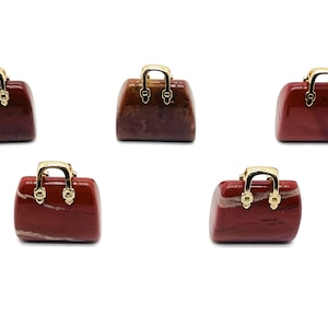 Red Jasper Crystal Purse Carving - Crystal Handbag Pendant - Gemstone Purse - PU1004