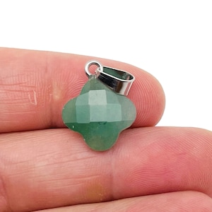 Aventurine Four-Leaf Clover Crystal Pendants - Gemstone Charm For Necklace & Earring Making - DIY Jewelry Making Supplies - NC1404