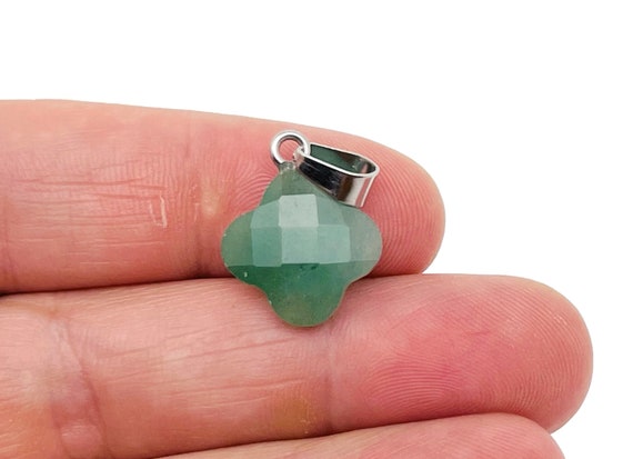 Aventurine Four-Leaf Clover Crystal Pendants - Gemstone Charm For Necklace & Earring Making - DIY Jewelry Making Supplies - NC1404