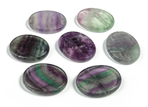 Fluorite Flat Disk - Natural Fluorite Gemstone- Flat Round Loose Fluorite Stone - Disk Rainbow Gemstone - 3.5x4.5cm - FL1001