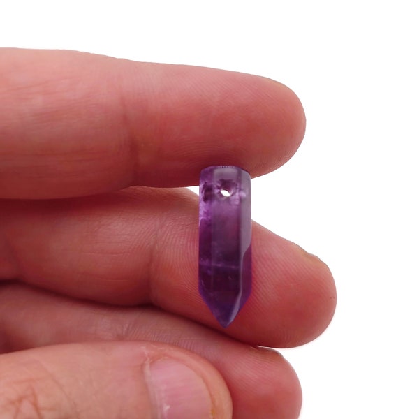 Amethyst Crystal Point Hole Pendant - Drilled Crystal Point - Natural Gemstone - Stick Point Bead - Healing Stone - NC1383