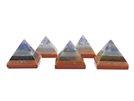 Seven Chakra Pyramid Shape Stone – 7 Chakra Pyramid Crystal – Crystals – Chakra Healing Crystal - Gifts - CA1059