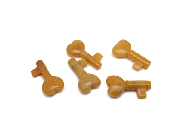 Yellow Jade Gemstone Key Carving - Pocket Crystal Keys - Crystals Chakra - Meditation Crystal - Energy Gift for her - KY1012