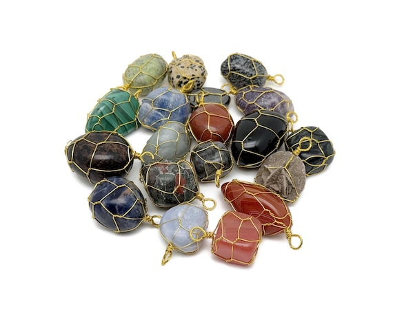 Brass Wire Wrapped Crystal Pendants -  Gemstone Pendant - Necklace Jewelry Stone - Chakra Gift - Choose Your Stones - ORMIX
