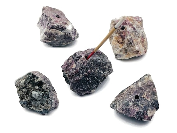 Plum Blossom Tourmaline Crystal Incense Holder -Rough Crystal Stone Incense Stick Holder -Raw Stone Incense Holder - Healing Stone - RS1019