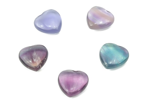 Fluorite Heart Gemstone - Puffy Heart –  Healing Crystals - Nurturing Stone – Crystal Hearts – 16x16x7mm - HE1267