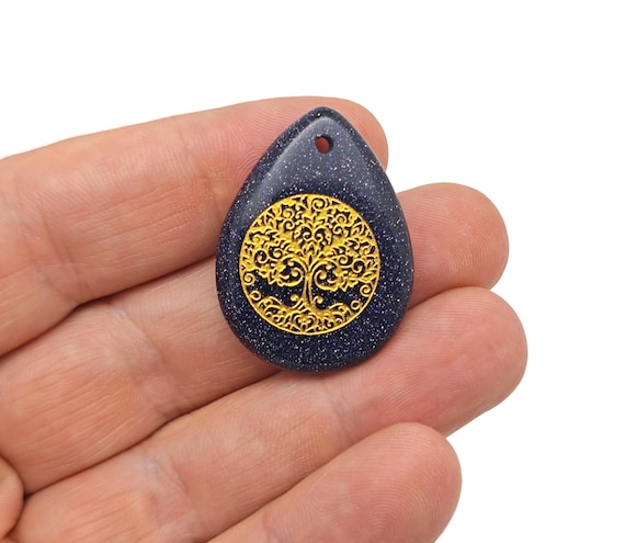 Blue Goldstone Drop Tree Gemstone Pendants - Crystals Pendant Healing - Loose Crystal Pendant - Gifts - NC1779